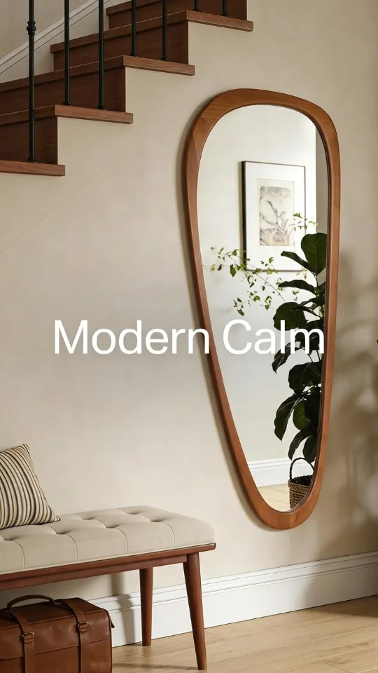 Asymmetrical Mirror, Irregular Mirror Full Length, Boho Wall Mirrors Decorative for Bedroom Living Room Entryway Hall, Mid Century Modern Decor 48" H x 22" W