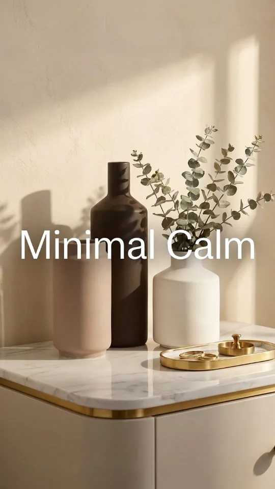 Modern 3 Piece Ceramic Vase Set - Minimalist Home Decor Vases for Living Room, Bedroom, or Entryway - Modern Neutral Table Decor for Flowers or Greenery, Shelf and Mantel Accent