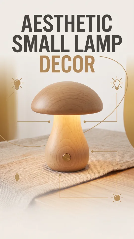 Wood Mushroom Lamp, Rechargeable Small Bedside Lamp, Touch Mushroom Night Light Small lamp for nightstand, Portable Battery Operated Lights for Bedroom Kids Birthday Gifts