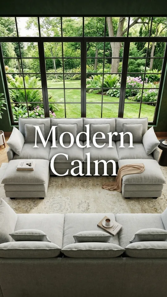 Cloud Couch Sectional Modular Sofa, Deep Seat Couches with Ottoman and Removable Washable Pillows for Living Room, Bedroom, Apartment
