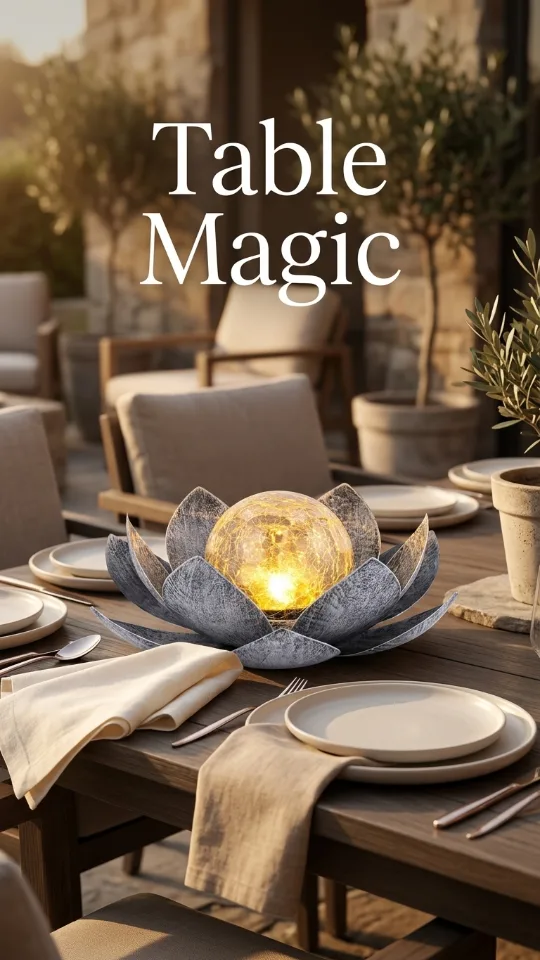 Huaxu Solar Lights Outdoor Garden, Crackle Globe Glass Lotus Decor, Waterproof LED Metal Flower Decorations for Patio,Lawn,Walkway,Tabletop,Ground