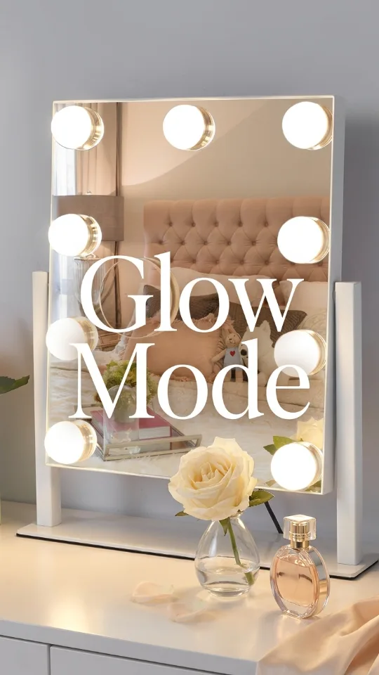 Kotdning Vanity Mirror with Lights,Lighted Vanity Mirror with 9 Dimmable Bulbs for Dressing Room & Bedroom,3 Color Lighting,Modes Detachable 10x Magnification 360°Ratation