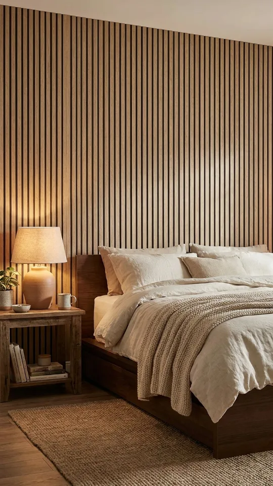 Brown Wood Slat Peel and Stick Wallpaper - 17.5"x100" Textured Faux Wood Self-Adhesive, Waterproof Removable Wall Panel for Bedroom, Kitchen, Office - Easy Install