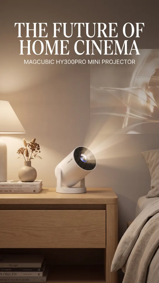 Magcubic 2026 Upgraded HY300PRO Mini Projector with WiFi and Bluetooth, Portable Projector 4K Support, Auto Keystone, 180 Degree Rotation, Smart Proyector for Home Outdoor