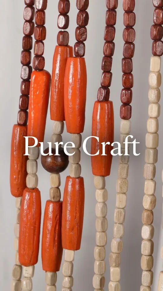 ANMINY Wood Bamboo Beaded Curtain 2 Panels Wooden Hanging Room Divider 52 Strands Decorative Handmade Door Bead Curtains Wall Panel Blinds for Doorway Restaurant Home Decor 35" x 76" - Wave Flower