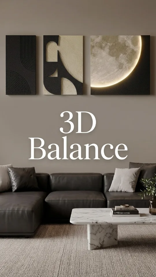 3D LED Wall Art with Moon Design, Lighted Abstract Wall Decor Set