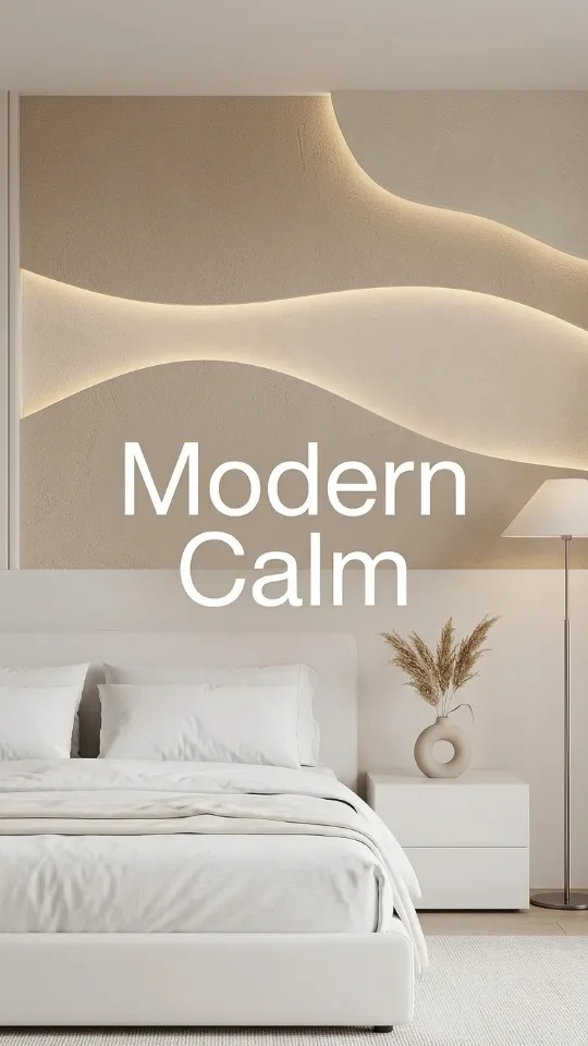 LED Light Up 3D Wavy Wall Art for Bedroom, Glowing Bedside Wall Decor Aesthetic Room Wall Decor with Ambient Lighting, Plug-in Framed hanging sculptures for Entryway.