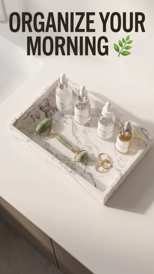 Real Luxurious Natural Marble Vanity Tray Genuine Marble/Stone Storage Tray for Home Decor Bathroom/Kitchen/Vanity/Dresser Non-Resin/Non-Ceramic