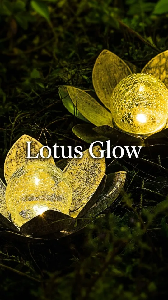 Huaxu Solar Lights Outdoor Garden, Crackle Globe Glass Lotus Decor, Waterproof LED Metal Flower Decorations for Patio,Lawn,Walkway,Tabletop,Ground