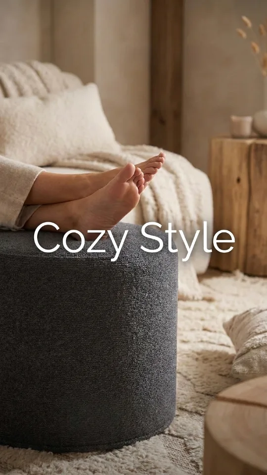 ZICOTO Beautiful Boucle Pouf Ottoman and Foot Rest - Elevate Your Living Room Decor with Lightweight Comfort and Charm - A Round Modern Foam Filled Foot Stool Perfect to Rest Your Feet