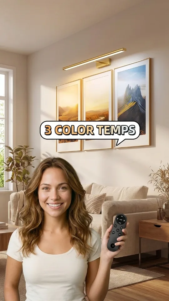 EZVALO Picture Light for Wall, 4800mAh Rechargeable Wireless Remote, 16‘’ Dimmable Magnetic LED Art Display Light with 3 Color Temperatures, for Gallery, Living Room, Bedroom, Hallway