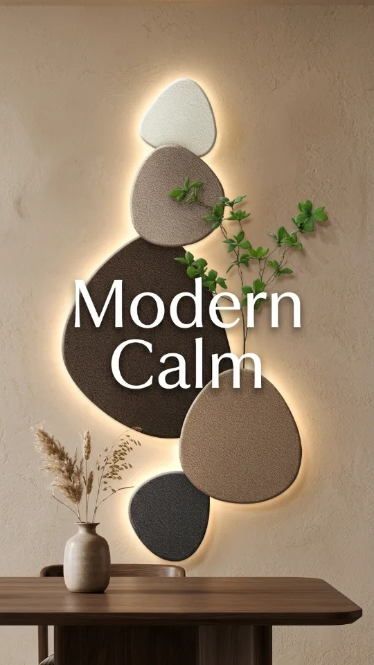 Wall Sculptures 3D Modern Abstract Wall Art Decor Stone Landscape Mural with Soft Backlight Plug-in 3D LED Wall Art Painting for Living Room, Bedroom, Hallway,Apartmen