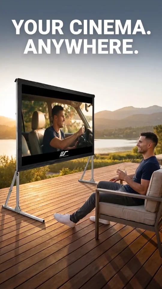 Elite Screens Yard Master 2, 120 inch Outdoor Projector Screen with Stand 16:9, 8K 4K Ultra HD 3D Fast Folding Portable Movie Theater Cinema 120" Indoor Foldable Easy Snap Projection Screen, OMS120H2
