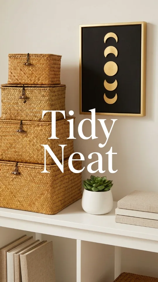 Moosky Wicker Shelf Baskets with Lid, Handwoven Seagrass Storage Basket Bins Square Gift Boxes for Shelves Home Decor Organizer (Natural, Set of 4)