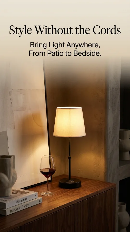 Anxingtools Rechargeable LED Cordless Table Lamp, 5200mAh Battery Operated, 3 Level Brightness, Portable Night Bedside Lamp, Ambient Desk Light for Home Decor, Patio, Restaurant, Dinning(Black)