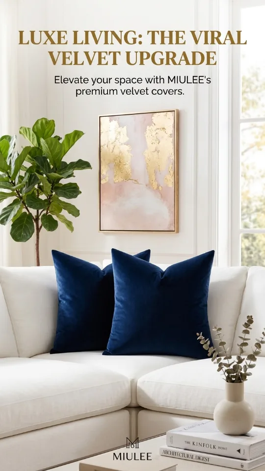 MIULEE 20x20 Inch Velvet Throw Pillow Covers, Pack of 2 - Dark Blue, Super Soft Decorative Square Cushion Cases Modern Luxury Home Decor for Sofa, Couch, Bed, Chair with Invisible Zipper