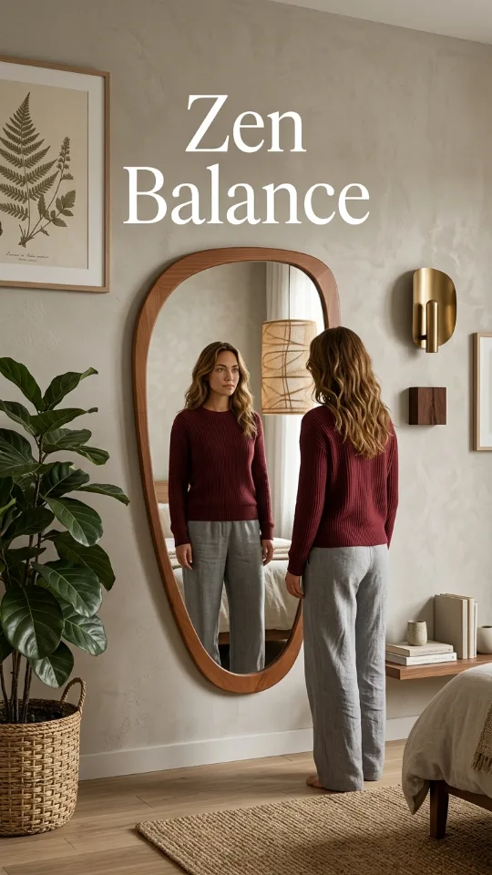 Asymmetrical Mirror, Irregular Mirror Full Length, Boho Wall Mirrors Decorative for Bedroom Living Room Entryway Hall, Mid Century Modern Decor 48" H x 22" W