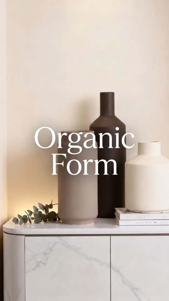 Modern 3 Piece Ceramic Vase Set - Minimalist Home Decor Vases for Living Room, Bedroom, or Entryway - Modern Neutral Table Decor for Flowers or Greenery, Shelf and Mantel Accent