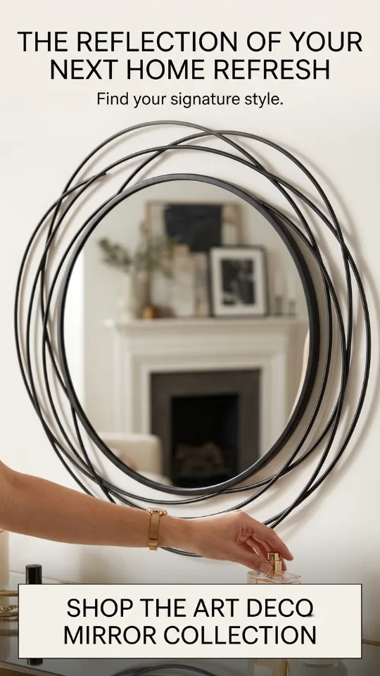 Round Wall Mirror - 26.8" Large Black Circle Mirror for Wall with Art Decorative Durable Metal Frame, Modern Hanging Mirror for Bathroom Over Sink, Bedroom, Entryway, Vanity or Living Room