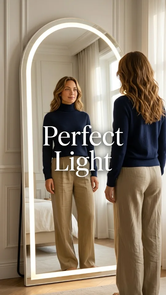 LED Arched Full Length Mirror, 76"x34" Lighted Full Body Mirror