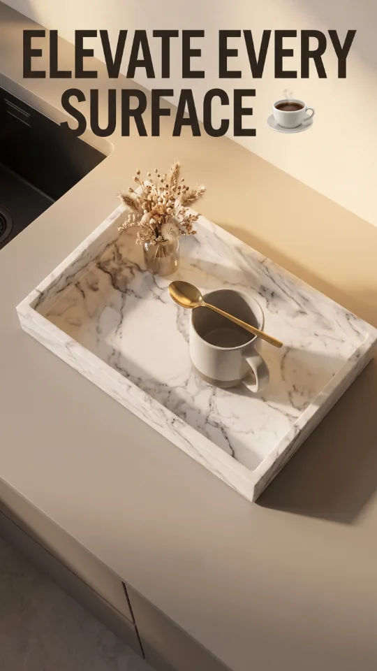 Real Luxurious Natural Marble Vanity Tray Genuine Marble/Stone Storage Tray for Home Decor Bathroom/Kitchen/Vanity/Dresser Non-Resin/Non-Ceramic