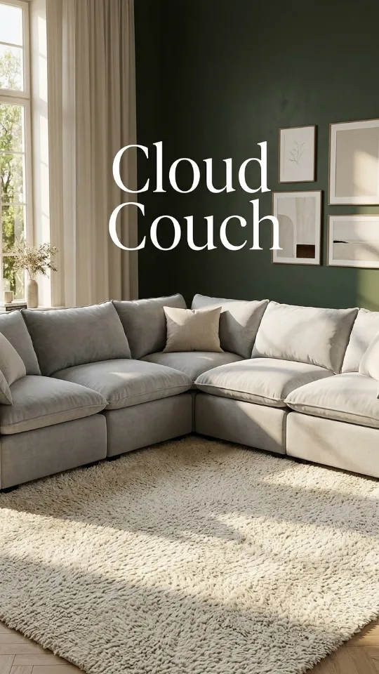 Cloud Couch Sectional Modular Sofa, Deep Seat Couches with Ottoman and Removable Washable Pillows for Living Room, Bedroom, Apartment