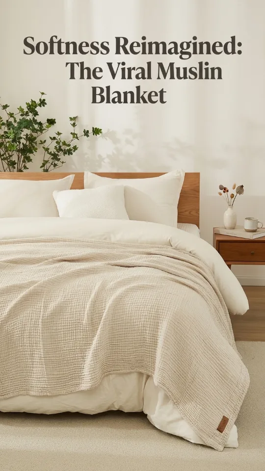 EMME Muslin Blankets for Adults Throw Blanket for Couch Breathable Gauze Soft Lightweight Airy Beige Twin 60" x 80"
