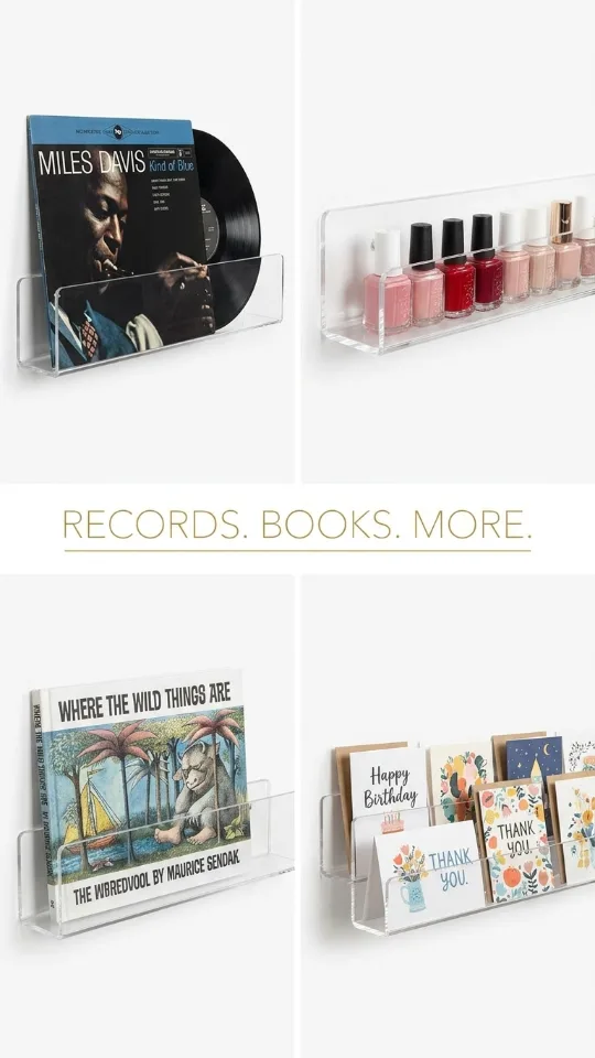 upsimples 8 Pcs 12" Vinyl Record Wall Mount Shelves, Clear Acrylic Display