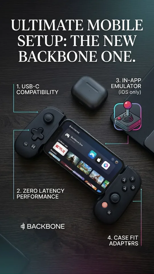 BACKBONE One Mobile Gaming Controller (PlayStation Edition), USB-C Phone Controller for Android & iPhone 15/16/17 Series, 2nd Gen, Play Xbox, Fortnite, Call of Duty