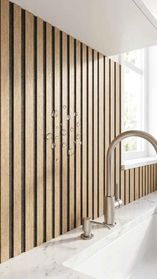 Brown Wood Slat Peel and Stick Wallpaper - 17.5"x100" Textured Faux Wood Self-Adhesive, Waterproof Removable Wall Panel for Bedroom, Kitchen, Office - Easy Install