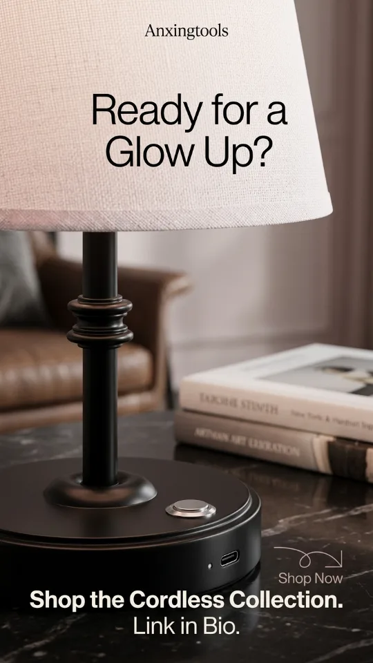 Anxingtools Rechargeable LED Cordless Table Lamp, 5200mAh Battery Operated, 3 Level Brightness, Portable Night Bedside Lamp, Ambient Desk Light for Home Decor, Patio, Restaurant, Dinning(Black)